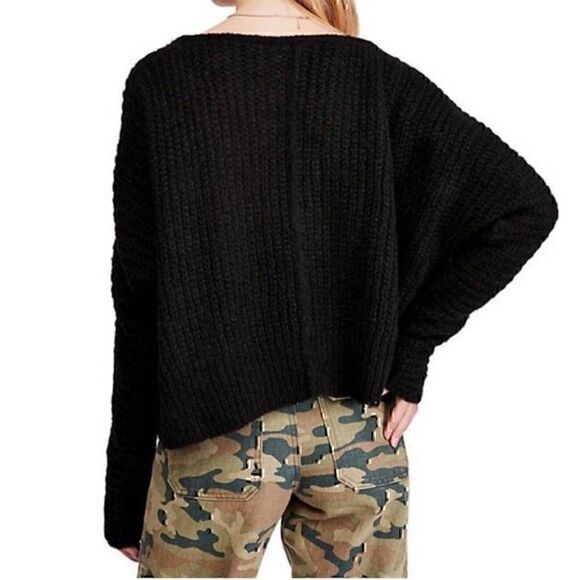 NWT Free People Moon Beam Alpaca Blend Sweater Black Small - Picture 4 of 13